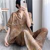 Korean version of sweet girl short-sleeved pajamas women's spring summer cotton and silk shirt collar can be worn outside loungewear princess
