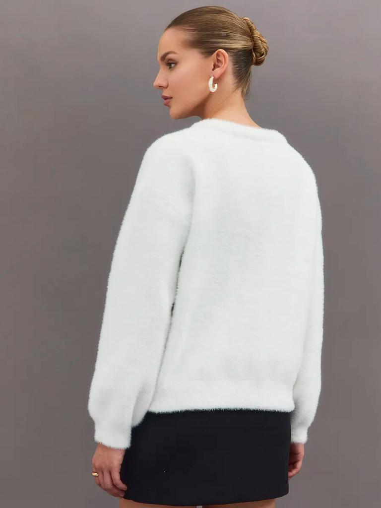 White imitation mink fleece cardigan sweater women's autumn and winter new short plush top loose lazy wind knitted jacket