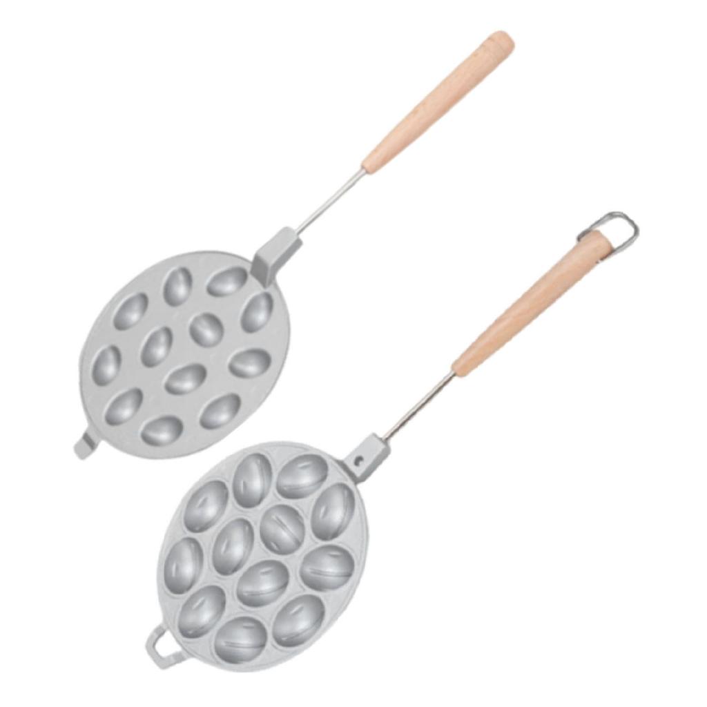 Walnut Cookie Maker Non Stick Nut Cookies Maker Oval Cookies Pastry Baking Tool with Wood Handle for Kitchen 12 Holes