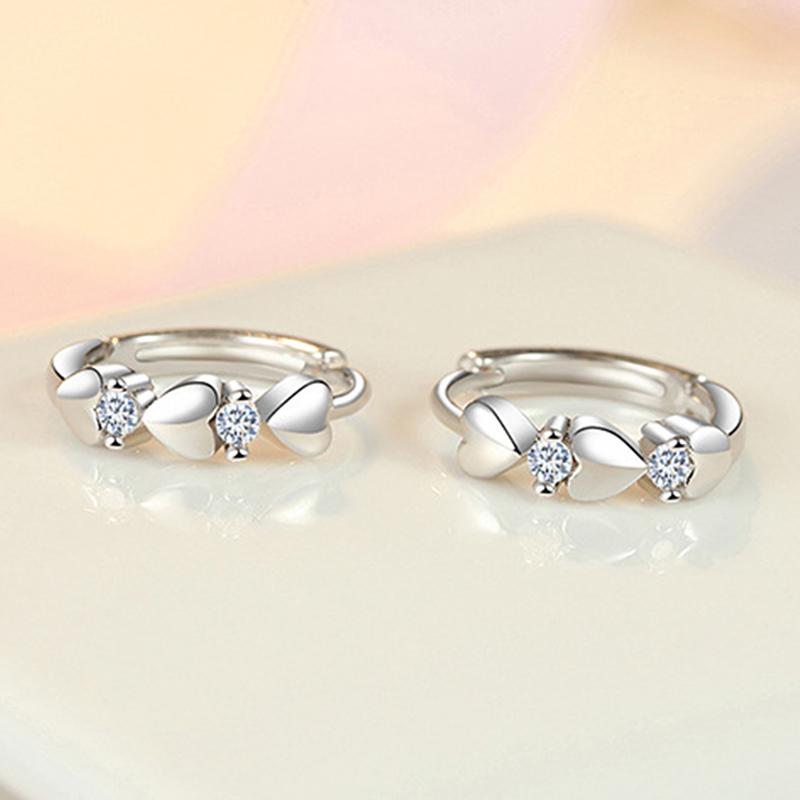 Love Shape Weight Loss Pure Silver Cubic Zirconia Magnetic Therapy Thin Earring
