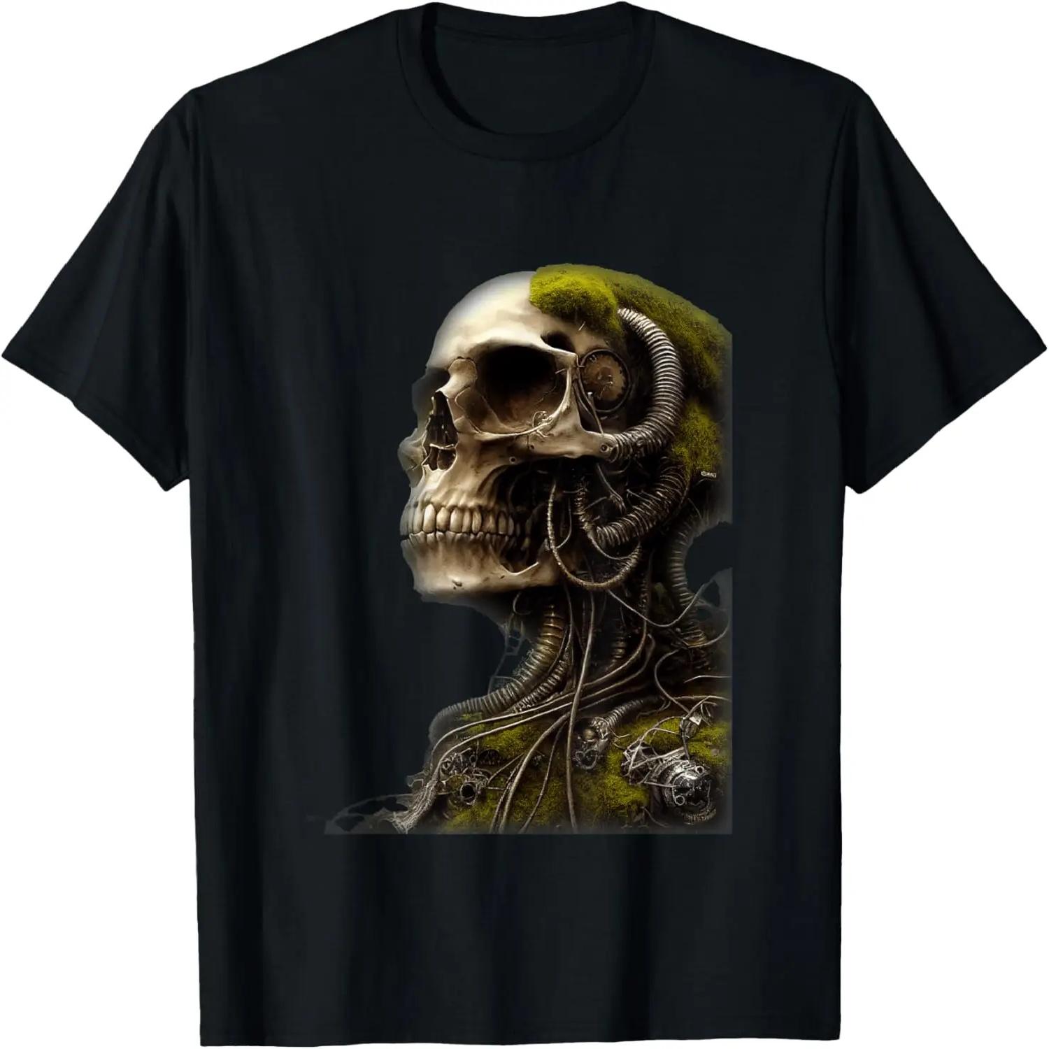 Skull Overgrown With Moss Art Giger T-Shirt XXXXL