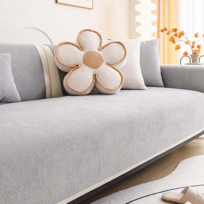 Sofa Cushion Four Seasons Universal Non-Slip Seat Cushions Chenille Simple Modern Solid Color Sofa Cover Cover Cloth
