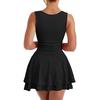 Women's Fashionable Color Sexy Square Neck Pleated Hem Sleeveless Pullover Dress