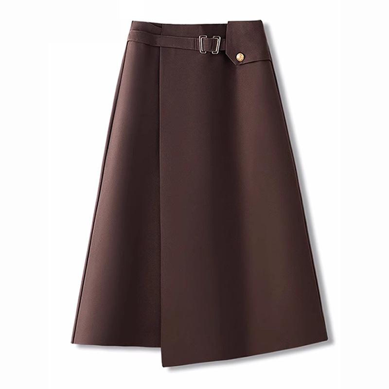 

Women s High-Waist Coffee A-Line Skirt, Mid-Length, Slimming, 2024 Autumn/Winter Collection M (95-105 lbs) чорний