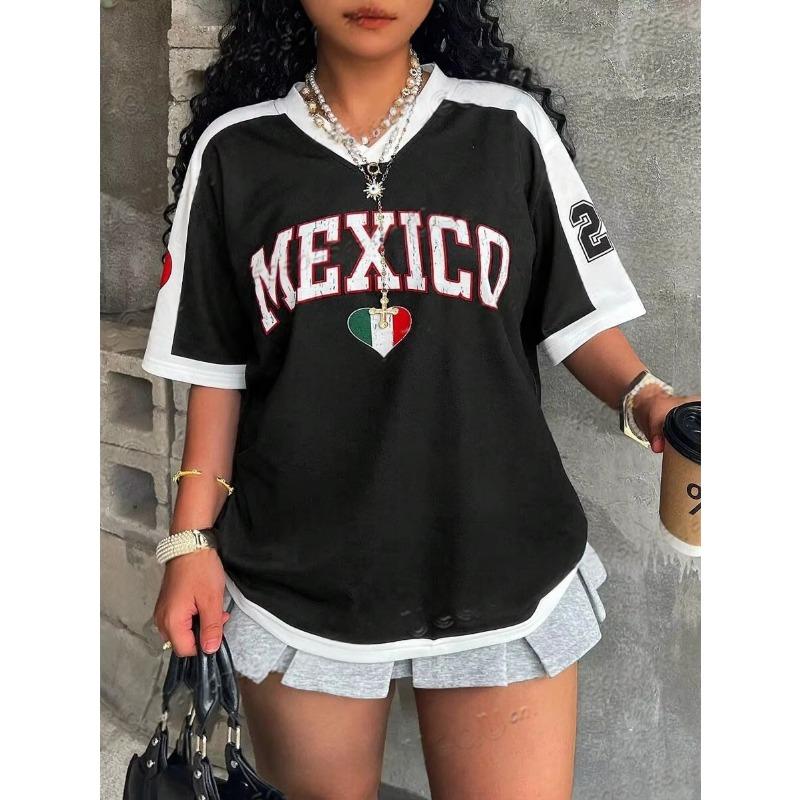 Mexico Pattern Digital Printed Football Jersey Women's T-Shirt Loose Quick Drying Short Sleeved Sportswear Casual Tops Clothing