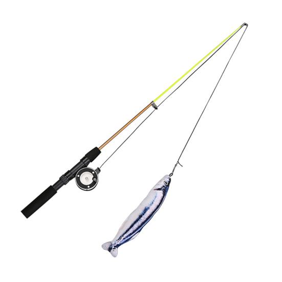 Haustier Katzen Kätzchen Lustiger Teaser Angelrute Einziehbare Rute Katzenminze Fischform Spielzeug