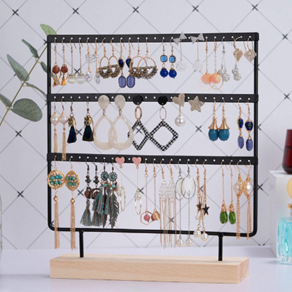 Metal Earrings Storage Rack 3-Tier Jewelry Holder Earring Organizer Ear Stud Rack  Stand Display