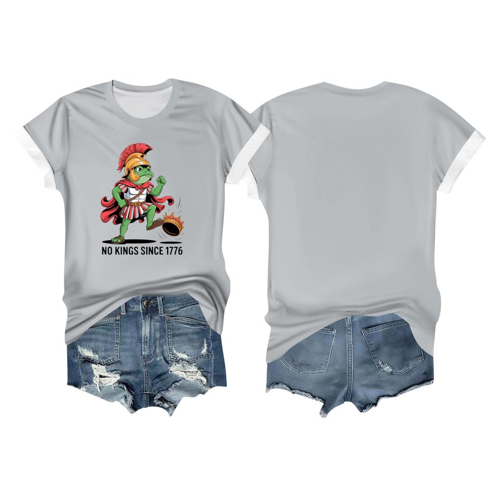 Women's Casual Printed T-shirt Round Neck Pullover Short-sleeved Top