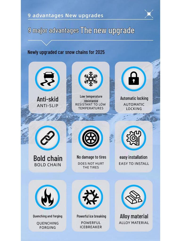 Anti-Skid Tire Chains for 212 T10 Cars & SUVs, No Jack Required, Snow & Off-Road Use, Tire-Friendly, 212 Dedicated