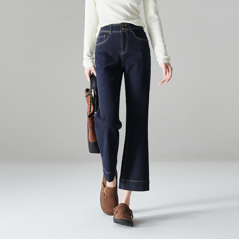 SOFSIL 2026 Spring Women s High-Waist Slim Flared Dark Blue Jeans 29