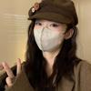 Hat Female Autumn and Winter Octagonal Hat Button Brown Japanese Corduroy Season Versatile Face Painter Hat Newsboy