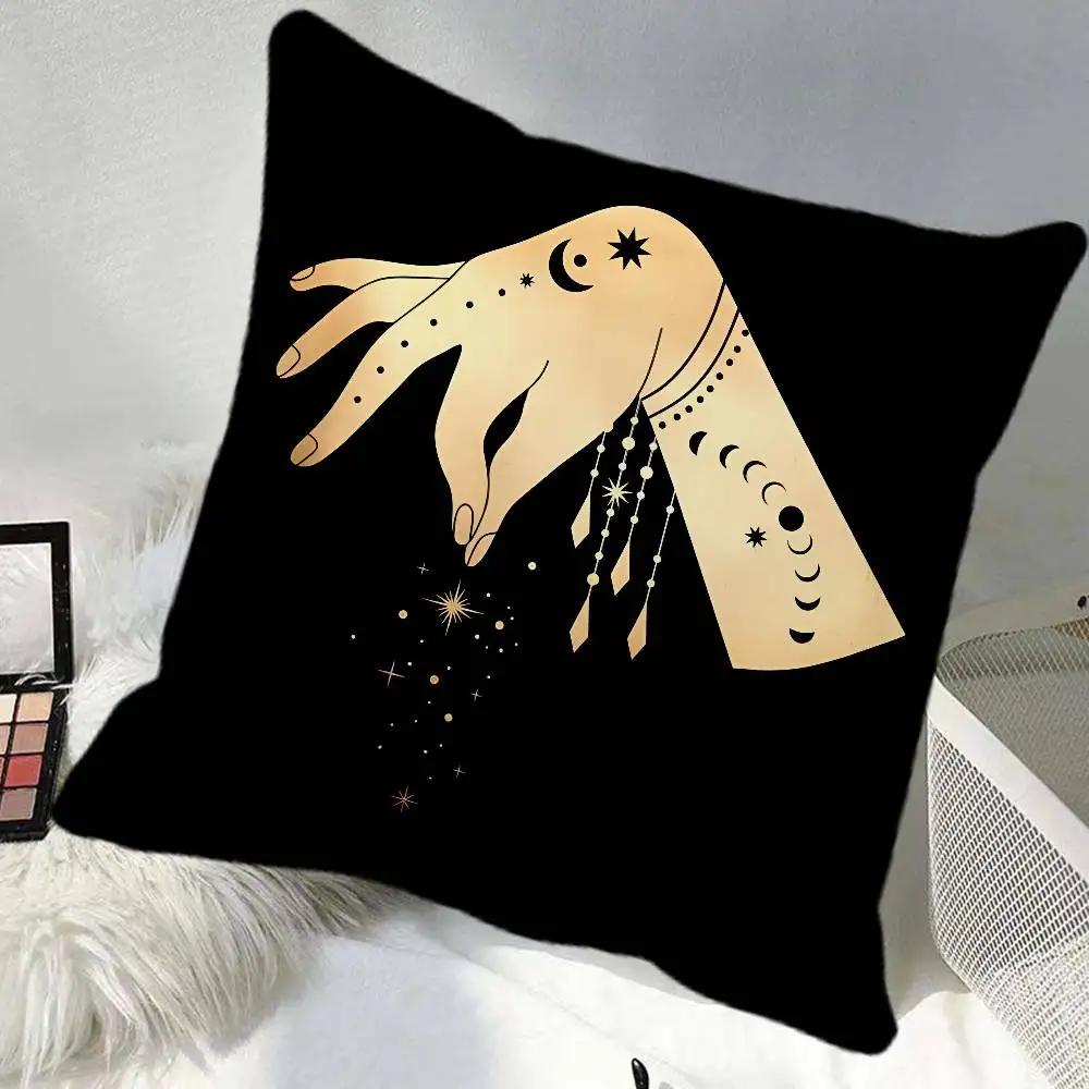 Witchy Painting Sun And Moon Celestial Pillow Case Square Pillow Bedroom Sofa Leisure Comfort Cushion Car Home Decoration