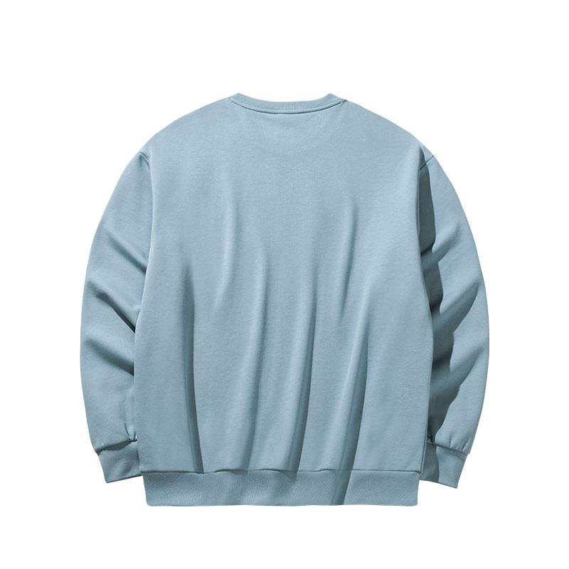 Anta Lifestyle Series Pullover Round Neck Letter Logo Breathable Sports Long Sleeve Sweatshirt Men Sweatshirt Light-Blue 952448709-1
