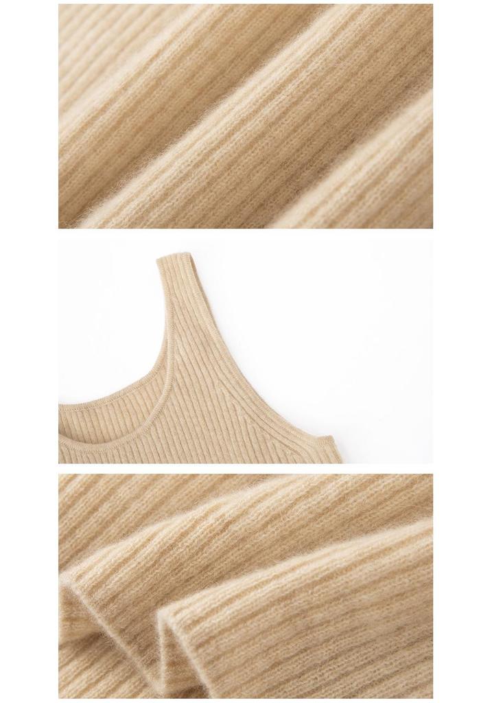 Le Kasha Women's 100% Cashmere Vest: Round Neck, Sleeveless Knit, Versatile Autumn/Winter Layer.
