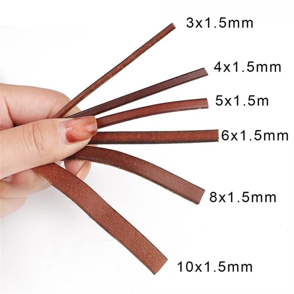 Round Genuine Cow Leather Cord 2 Meters Leather Strip Leather Thong Cord Handmade Flat Braided Leather Cord DIY Jewelry Making