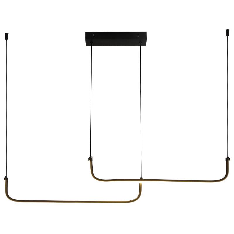 Minimalist Italian Black LED Chandelier: Sleek Long Strip for Restaurant, Bar, Office