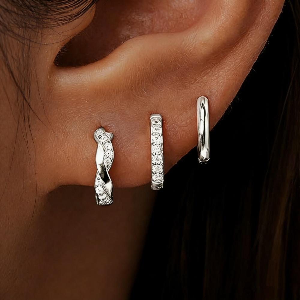 3 piece set Women's Hypoallergenic 14K Gold Plated Zircon Stud Earrings for Women Cartilage Multiple Ear Piercing Jewelry Gifts