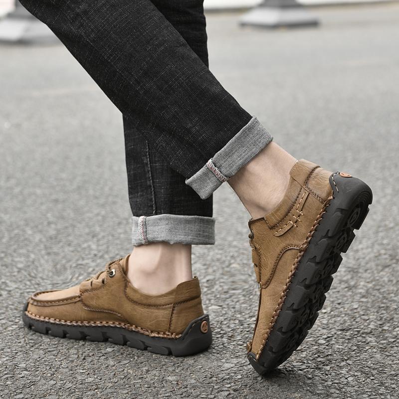 Fashion Men's Casual Shoes Handmade Leather Comfortable Loafers Outdoor  Breathable Men Moccasins Men's Walking Shoes Plus Size 38-48