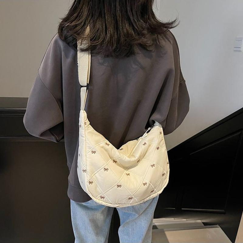 Damska Pikowana Torba na Ramię z Puchu Jesień&Zima Bawełniana Wyściełana Torba Listonoszka Duża Pojemność Wszechstronna Torebka Damska Puszysta Torba Crossbody