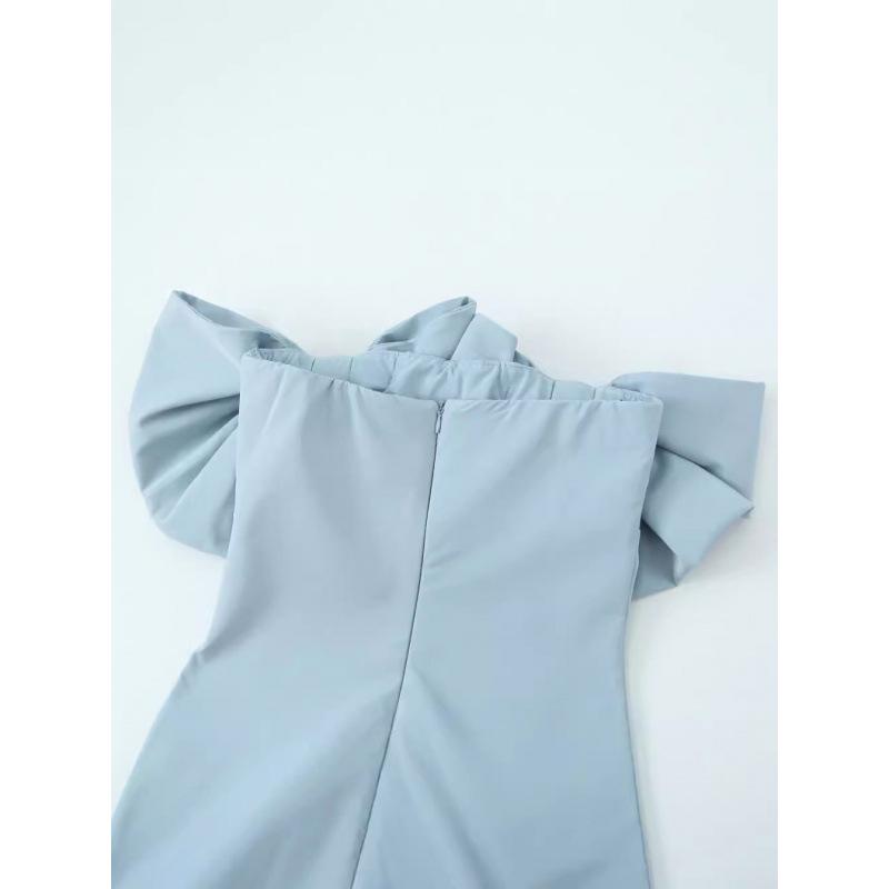 European and American Women's Cute Off-Shoulder Bow Bodycon Mini Dress