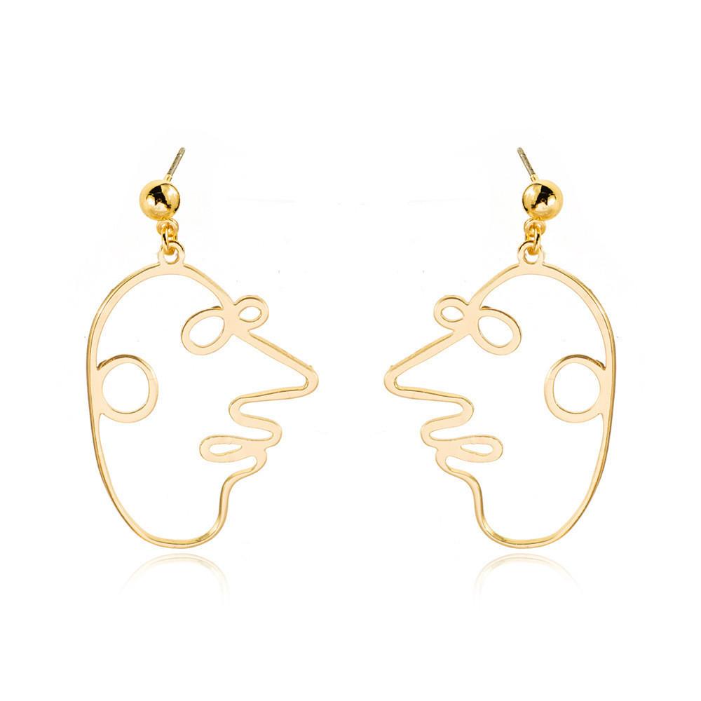 Alloy Face Elegant Earrings For Women Modern Cartoon Expression Design Jewelry