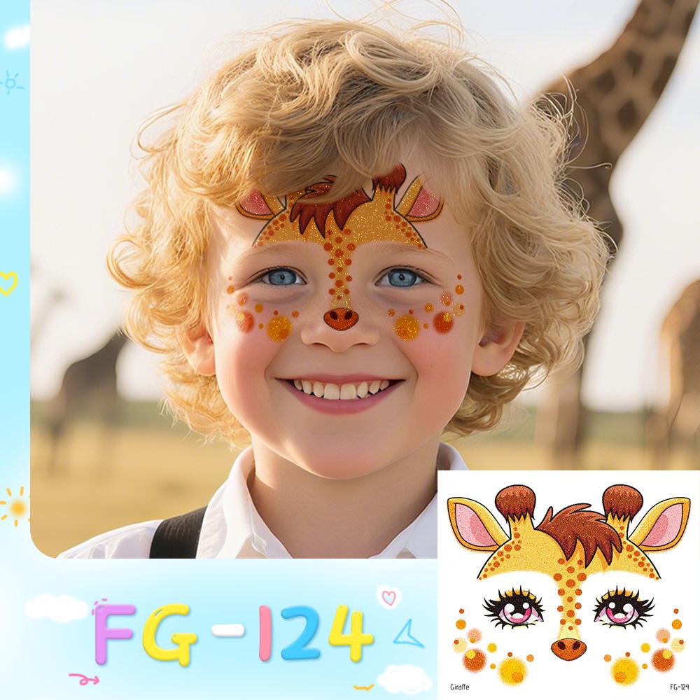 Ruikalong Waterproof Sequin Animal Face Tattoo Stickers for Kids – Fashion Makeup for Children s Day 105*120mm