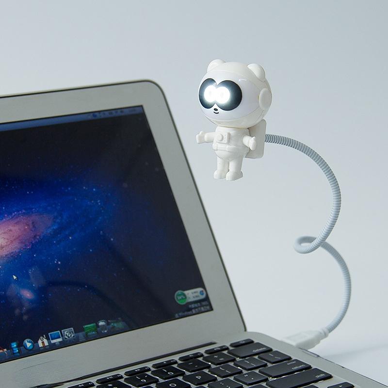 Creativo Spaceman Astronauta Disco volante Panda LED Luce notturna flessibile USB per giocattolo per bambini