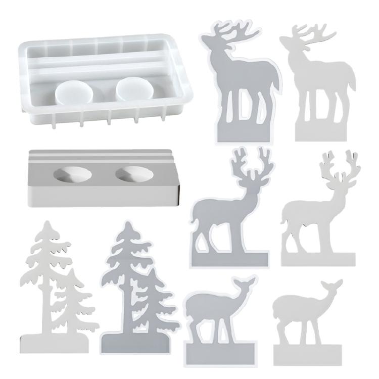 Professional Silicone Christmas Tree Standing Elk Mold Easy Demolding Design Candle Holder Mold for DIY Projects