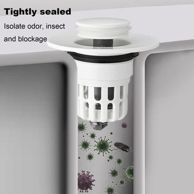 Pop-up-Badewannenstöpsel, Abfluss 2-in-1, Haarfänger mit Messingkern, Sieb für Badezimmer, einfache Installation, Waschbeckenstöpsel mit Messingkern, Abfluss für 1,3