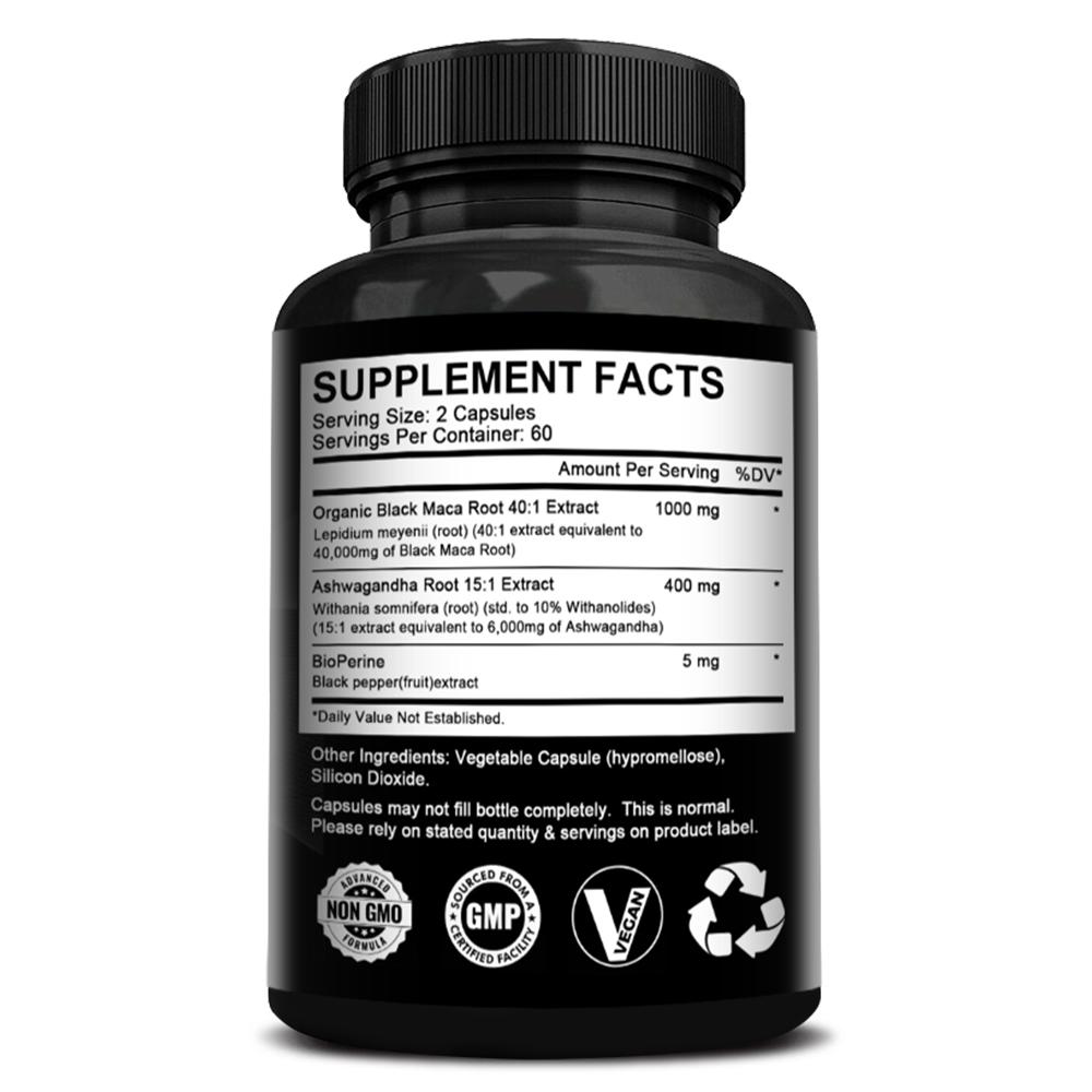 Didacat Black Maca + Ashwagandha Dietary Supplement 120 Capsules