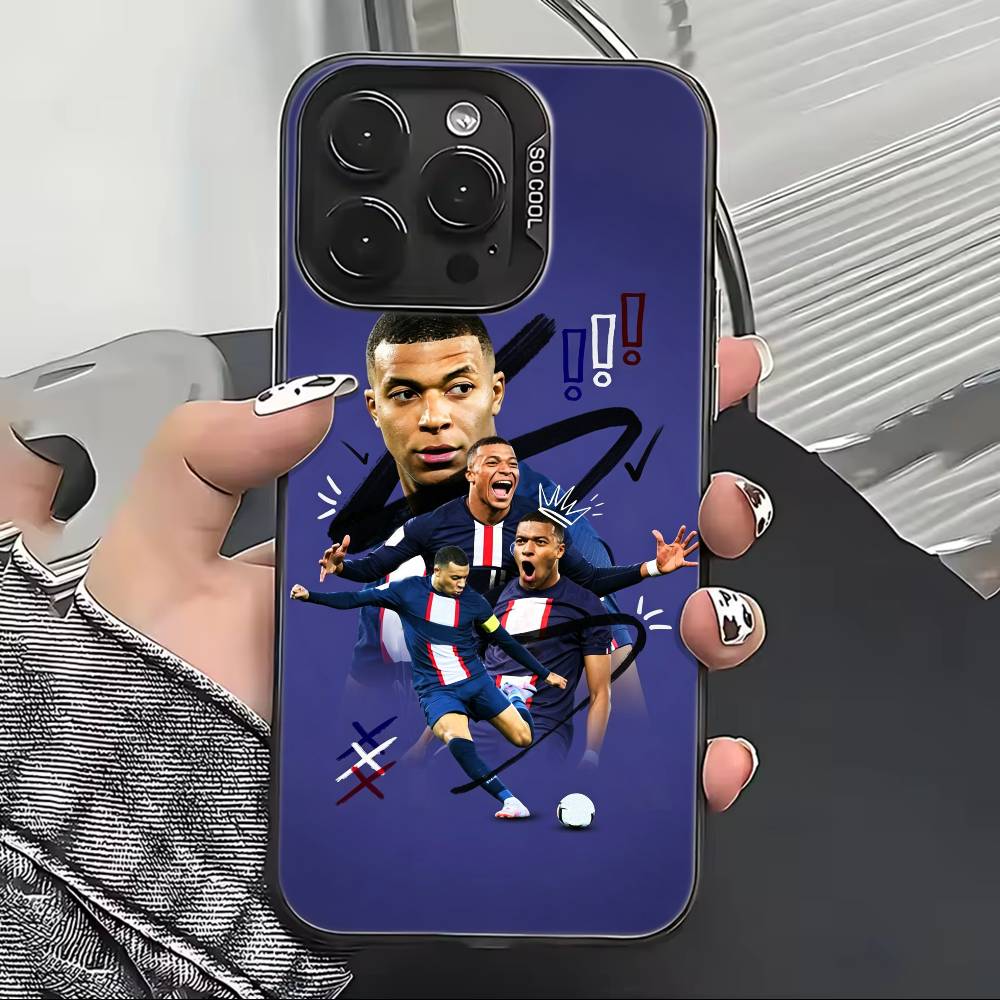 Football S-Star M-MbappeS-S Phone Case For iPhone 17,16,15,14,13,12,11 Plus,Pro Max,XS,Colored Silver Plated Inside Cover