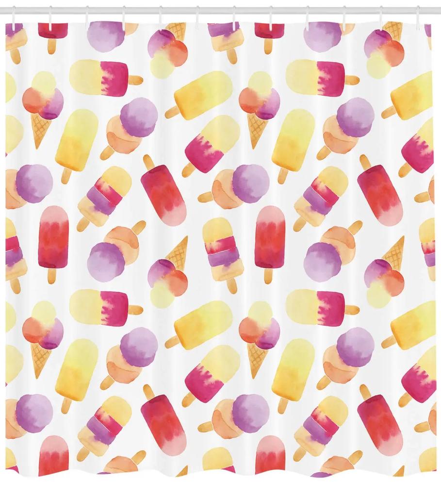 Ice Cream Shower Curtain Summer Flower Rainbow Popsicle Colorful Dots Design Fabric Waterproof Bath Curtain Bathroom Curtain Set