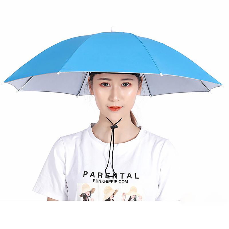 Portable Rain Umbrella Hat Foldable Outdoor Sun Shade Waterproof Camping Fishing Headwear Beach Head Hats Accessory