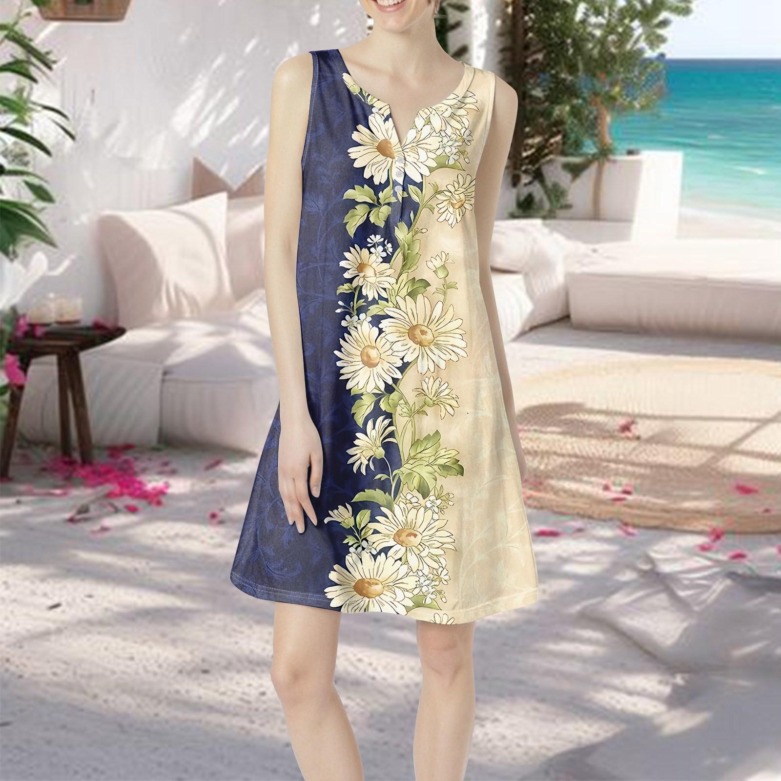 

Жіноча літня повсякденна сукня з V-подібним вирізом, з принтом, різнокольорова, з кишенями S рожевий