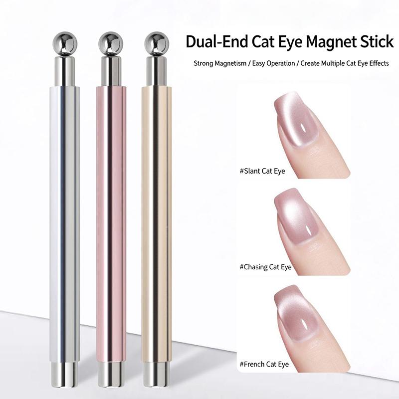 Nagelkunst Nagel Magnetischer Stick Katzenauge Magnetkugel Aluminiumgriff Zylindrisch UV-Gel Magnet Werkzeuge Doppelseitige Nageldesign-Werkzeuge