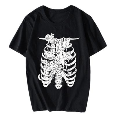 Women's T-Shirt For Summer Gothic Creative Skeleton Print Casual Loose Short Sleeve Top Female O-Neck Fashion Harajuku Pullovers