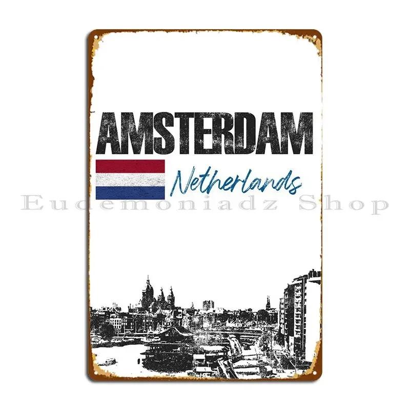 Amsterdam Metal Sign Bar Designing Garage Wall Cave Poster Tin Sign Poster 20x30cm(7.8x11.8inch)