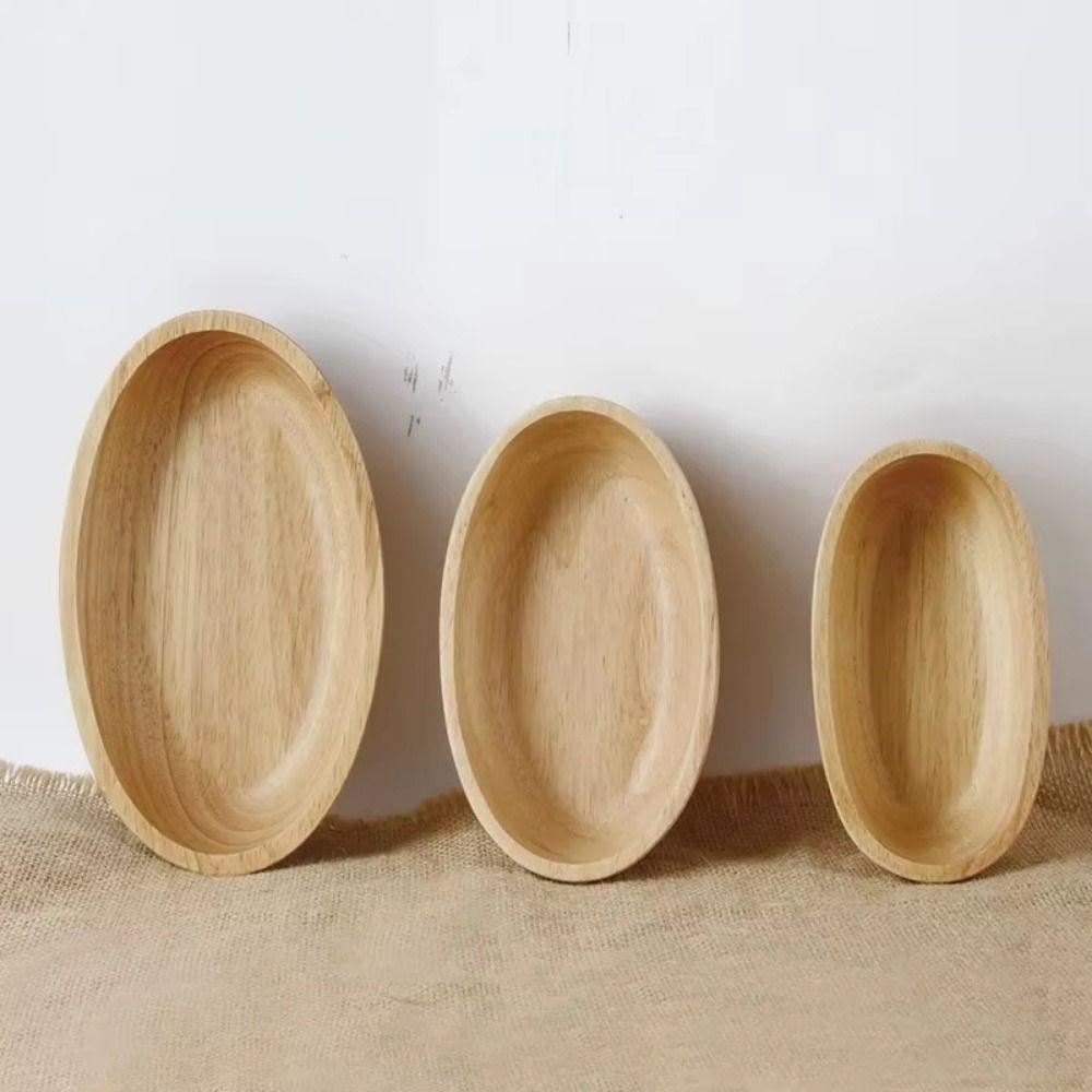 Flat Bottom Japanese Salad Bowl Stackable Fruit Platter Multi-Sized Wooden Tableware Tray  Nuts
