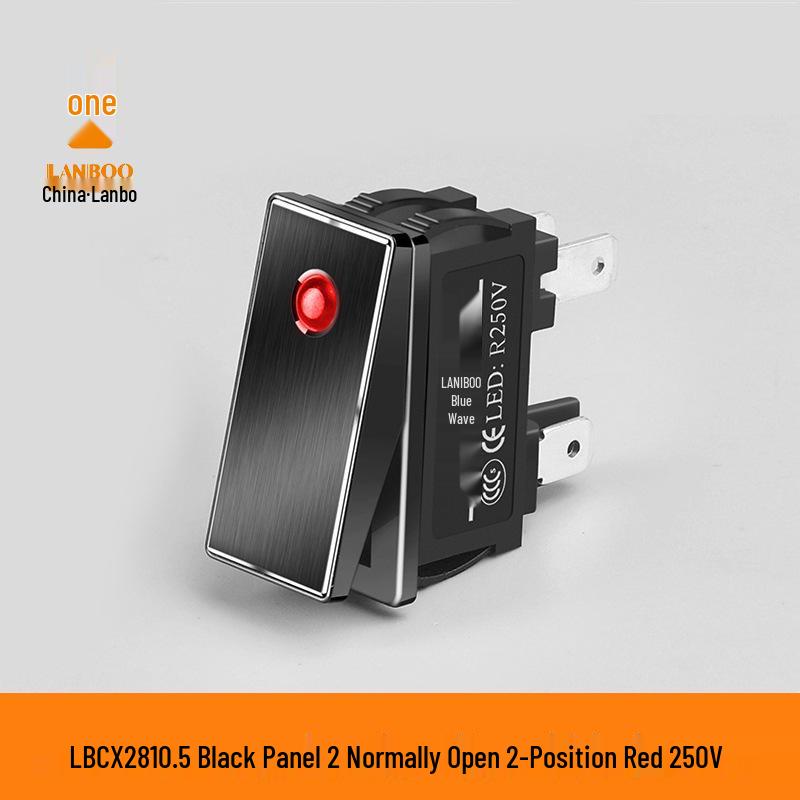 Lanbo 2810.5 High Current 16A Waterproof Metal Rocker Switch with Light, 5V-24V/220V, Two-Position