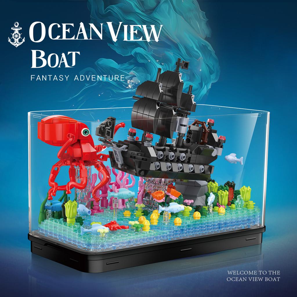 Ungiftig 579 Teile Aquarium Bausteine Kreativ Meeresblick Boot Eisberg Montage Modell Steine Mit Licht Kinderspielzeug Geschenke