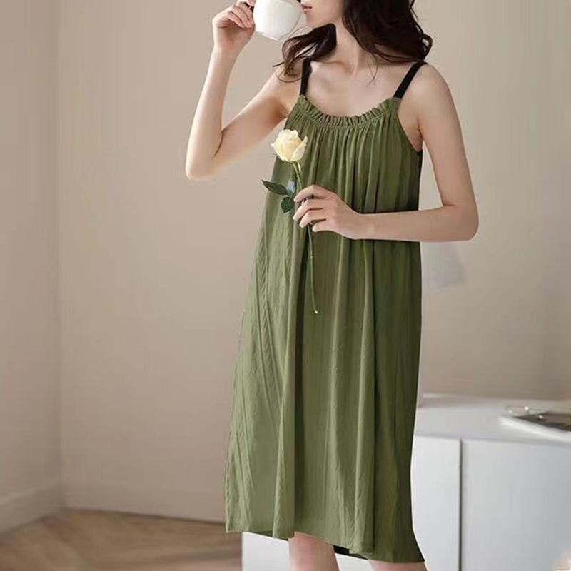 Sleeping Skirt for Women, Summer Short Sleeved Suspender for Casual Women, Medium Length, Suitable  To Wear Externally
