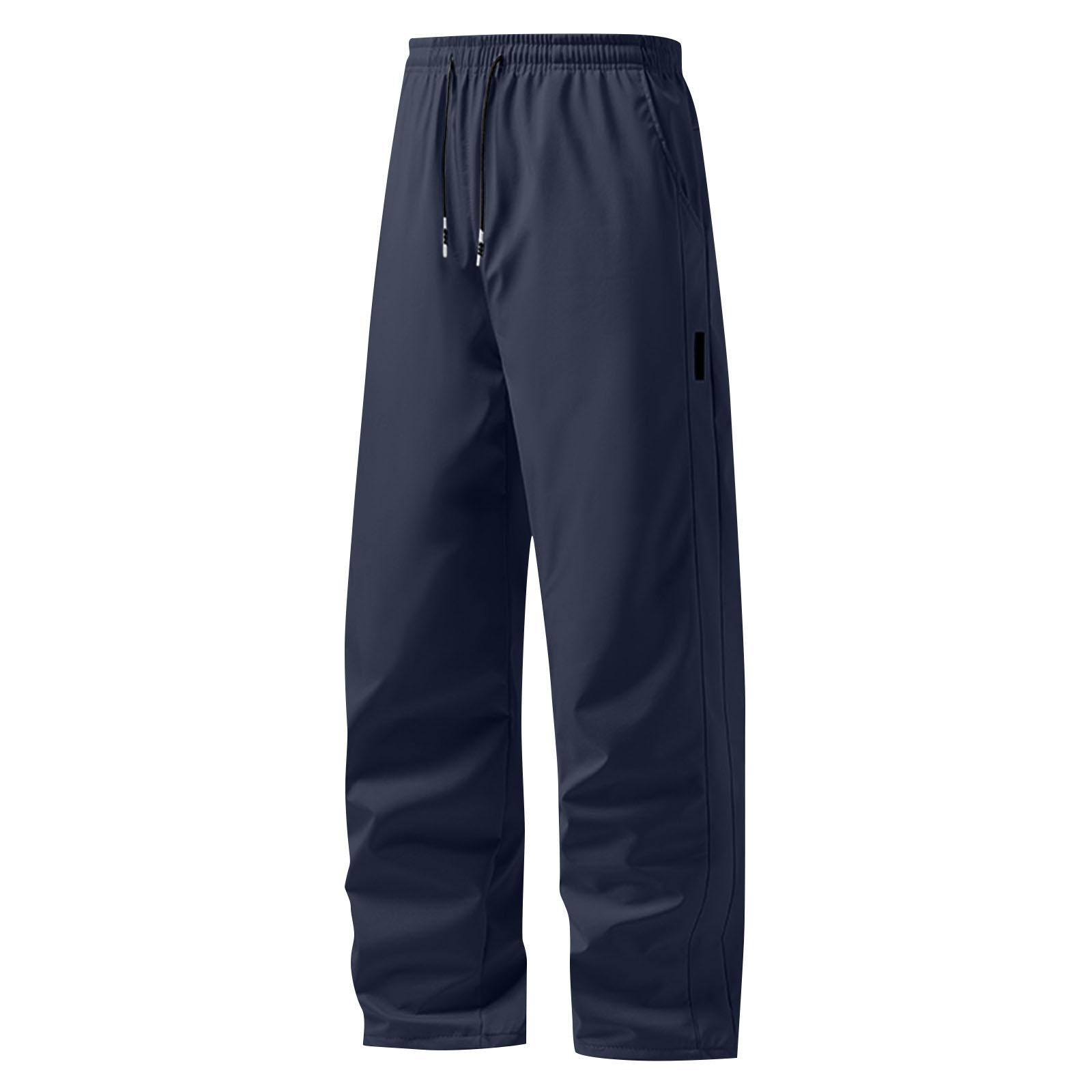 

Men s Plush Casual Sports Pants Loose Warm Straight Solid Color Trousers XXL тёмно-синий