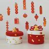 Handmade New Year Storage Basket Cartoon Blessing Desktop Storage Box with Lid Decorative Sundries Organizer Clutter Management