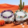 2pcs Bracelet Set, Multi-layer Bead Bracelet with Silver Heart Pendant, Ideal Gift for Crystal Enthusiasts and Bohemians