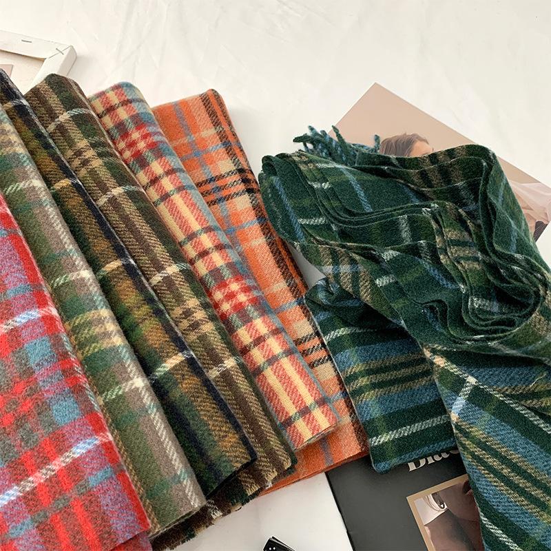 Japanese and Korean College Style Sub Striped Tassel Couple Scarf Widened To Keep Warm Sweet and Fresh Shawl and Scarf Dual Use