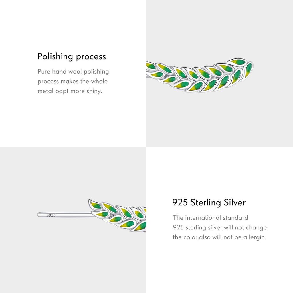 MODIAN Massives 925er Sterlingsilber, minimalistische Ohrstecker mit Baumblättern aus Emaille, trendige, schlichte Ohrringe für Frauen, edler Schmuck, Geschenk