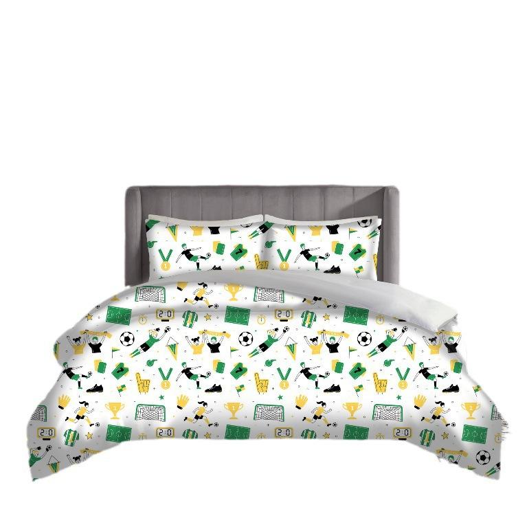 3D Digital Printing Sports Cartoon Football Three-Piece Set, Printed Bedding