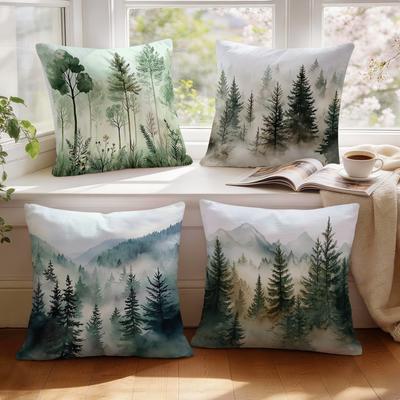 Housses de coussin Peinture à l'aquarelle Forêt Taie d'oreiller Décoration intérieure inspirée de la fantaisie Housse de coussin de canapé Salon Lit Voiture Décor