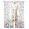 Ostereier, Hase, Blumen, Tüllvorhänge für Wohnzimmer, durchsichtiger Vorhang für Schlafzimmer, Küche, Jalousien, Voile-Vorhänge