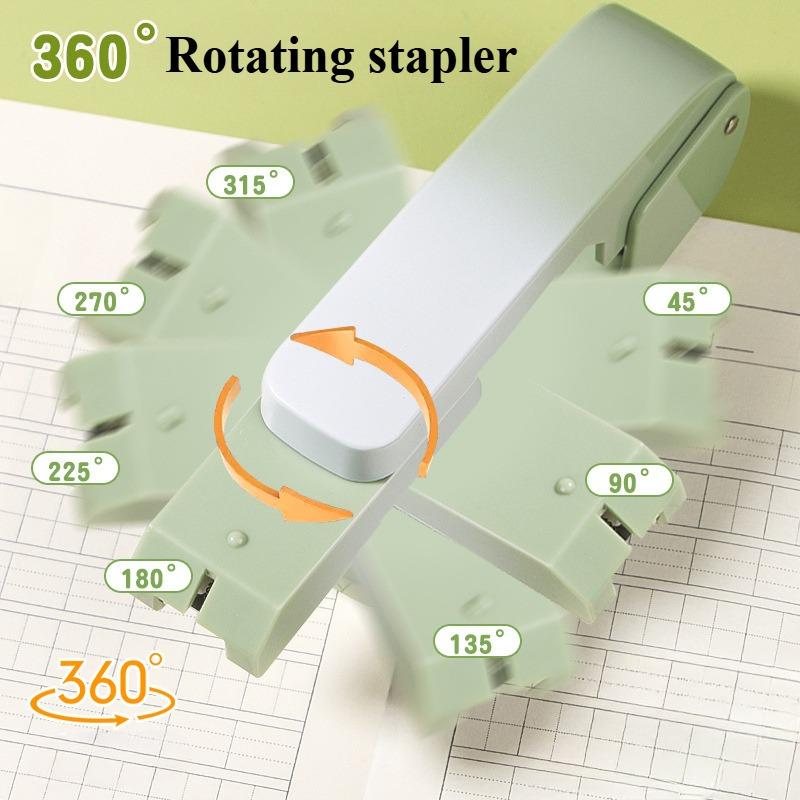 360° Rotating Heavy Duty Stapler Adjustable Multi-angle Stapling High Capacity Office School Home Book Binding Paper Fastening